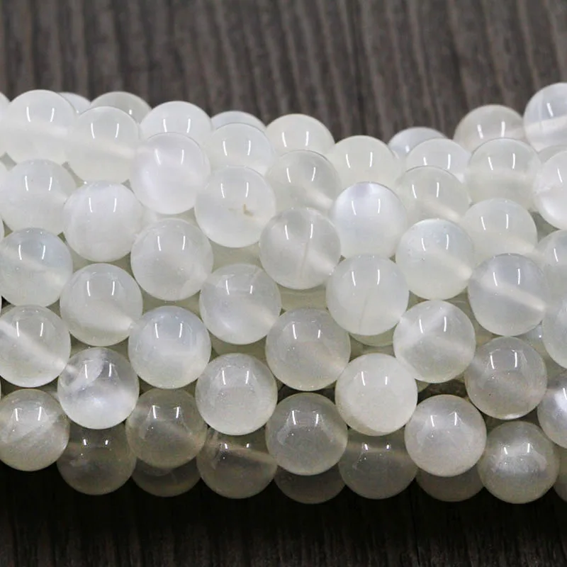 Модные бусы из натурального лунного камня высокое качество белый круглый