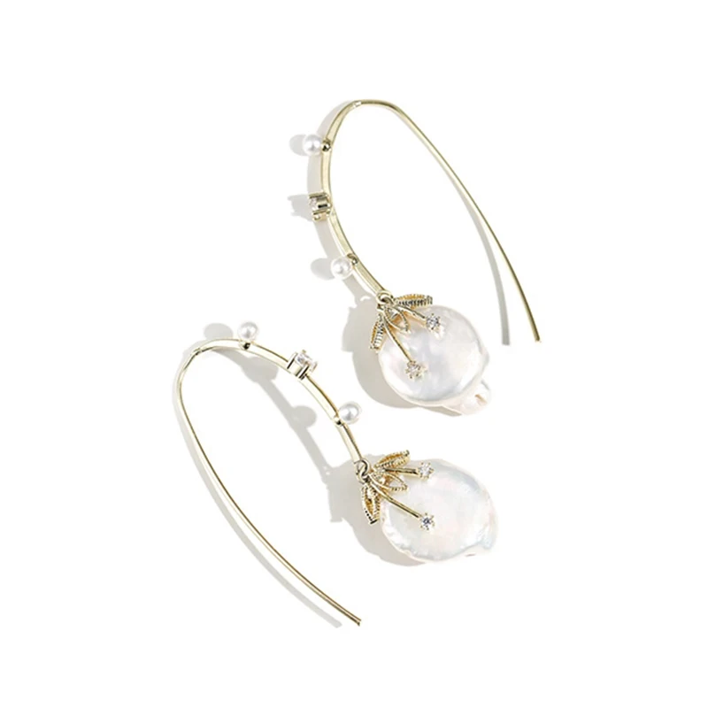 Женские серьги-подвески с натуральным жемчугом в богемном стиле модные