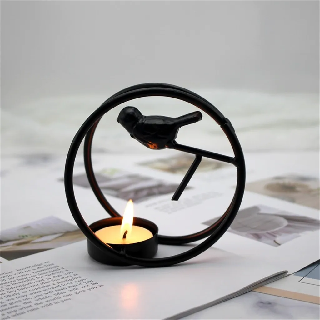 Круглый Золотой подсвечник в скандинавском стиле виде птичьей клетки для