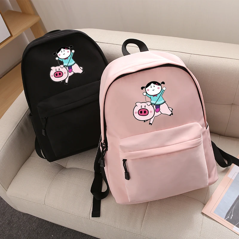 

APP BLOG Cute Girl Riding Pig Print School Bags Waterproof High Capacity Backpack For Girl Student Teenagers Laptop Bag 2019 New