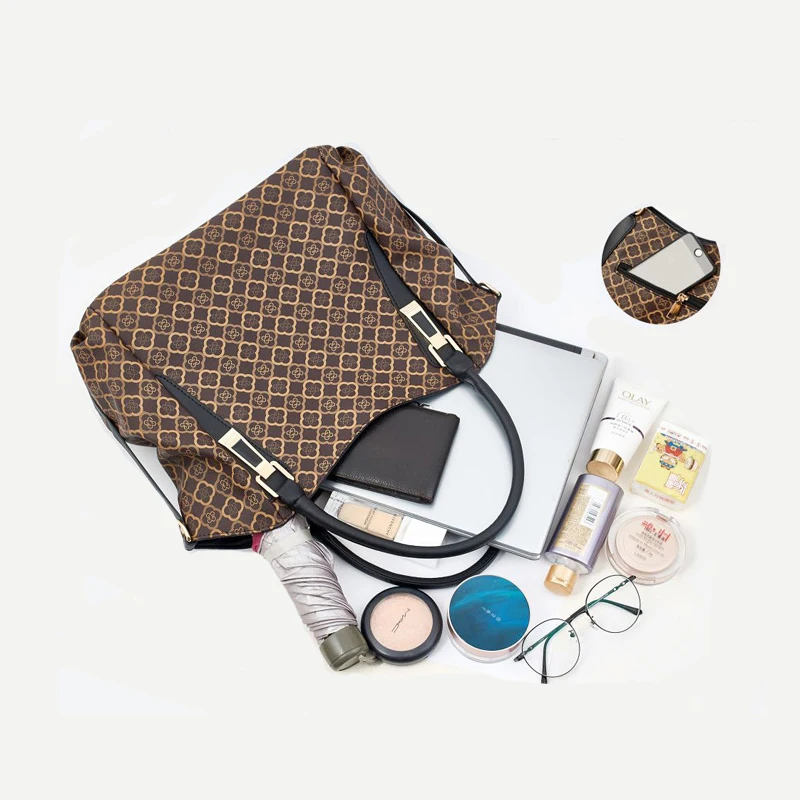 

LIKETHIS Luxury Designer Handbag for Women Vintage Large Capacity Tote Bag Pu Leather High Quality Shoulder Bags Sac De Luxe