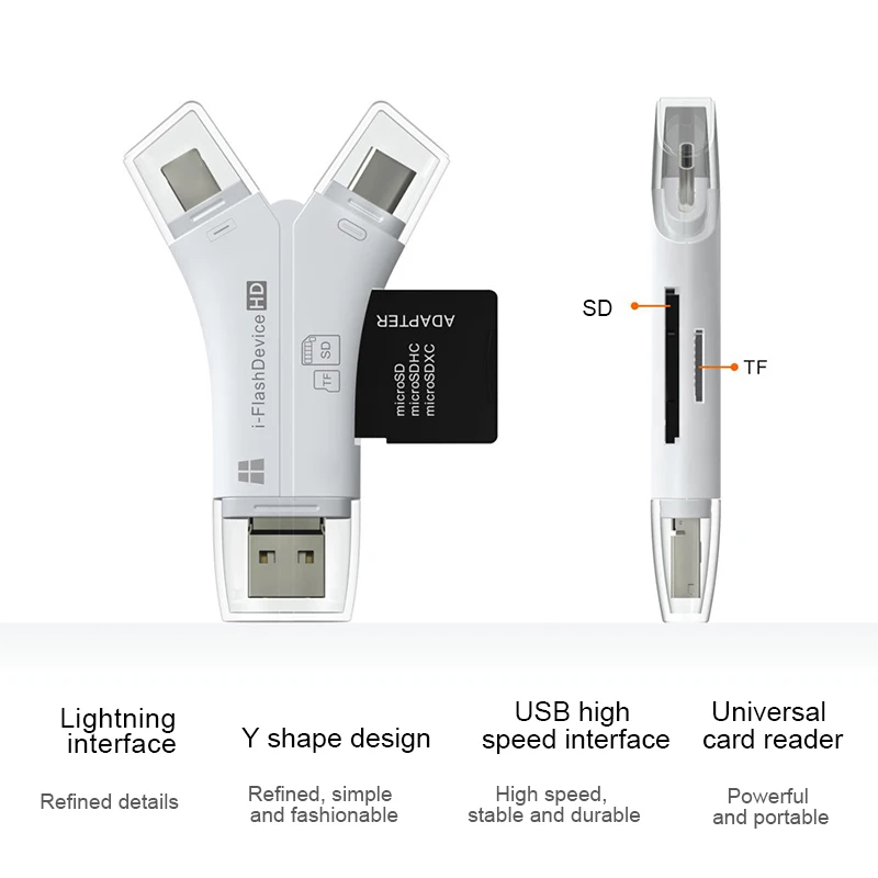 

Versatile High Speed 4-in-1 SD Card Reader for All Devices Micro SD Memory Card Reader FKU66
