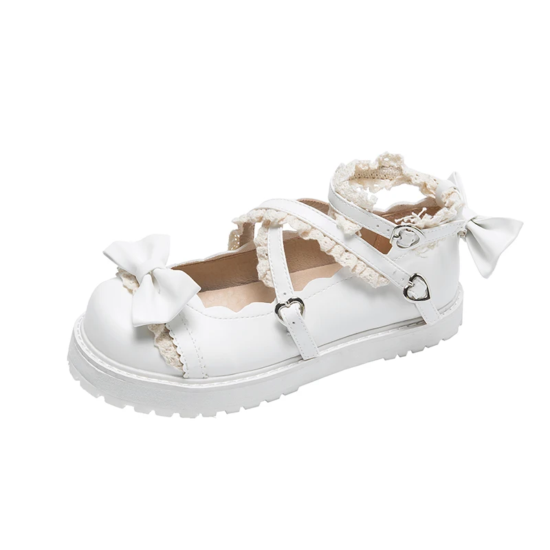 Новинка 2020 маленькие кожаные туфли в стиле &quotЛолита&quot с кружевом и круглым