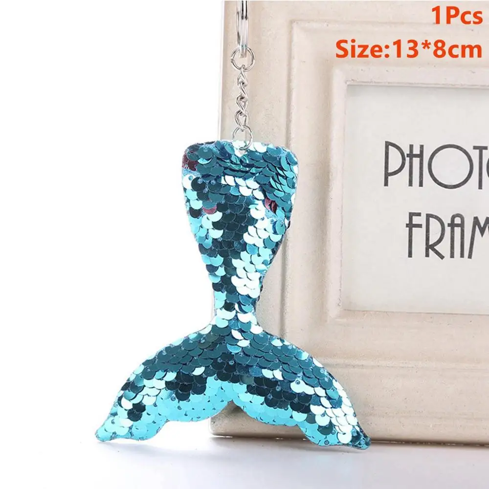 Mermaid Keychain 8 Taoup 1 шт. градиентные цвета радуги блестки маленький брелок для ключей «русалка» с днем рождения Русалка тема вечерние декор для кулоны для девочек DIY - Цвет: Mermaid Keychain 8