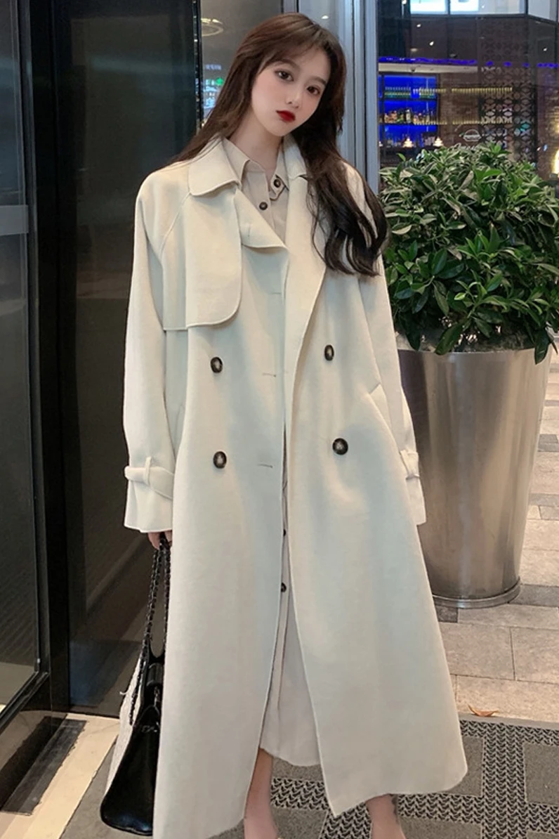 

Spring Korean Casual Thin Trench Coat For Women Elegant Long Trench Long Sleeve Windbreaker Female Trench Commuter