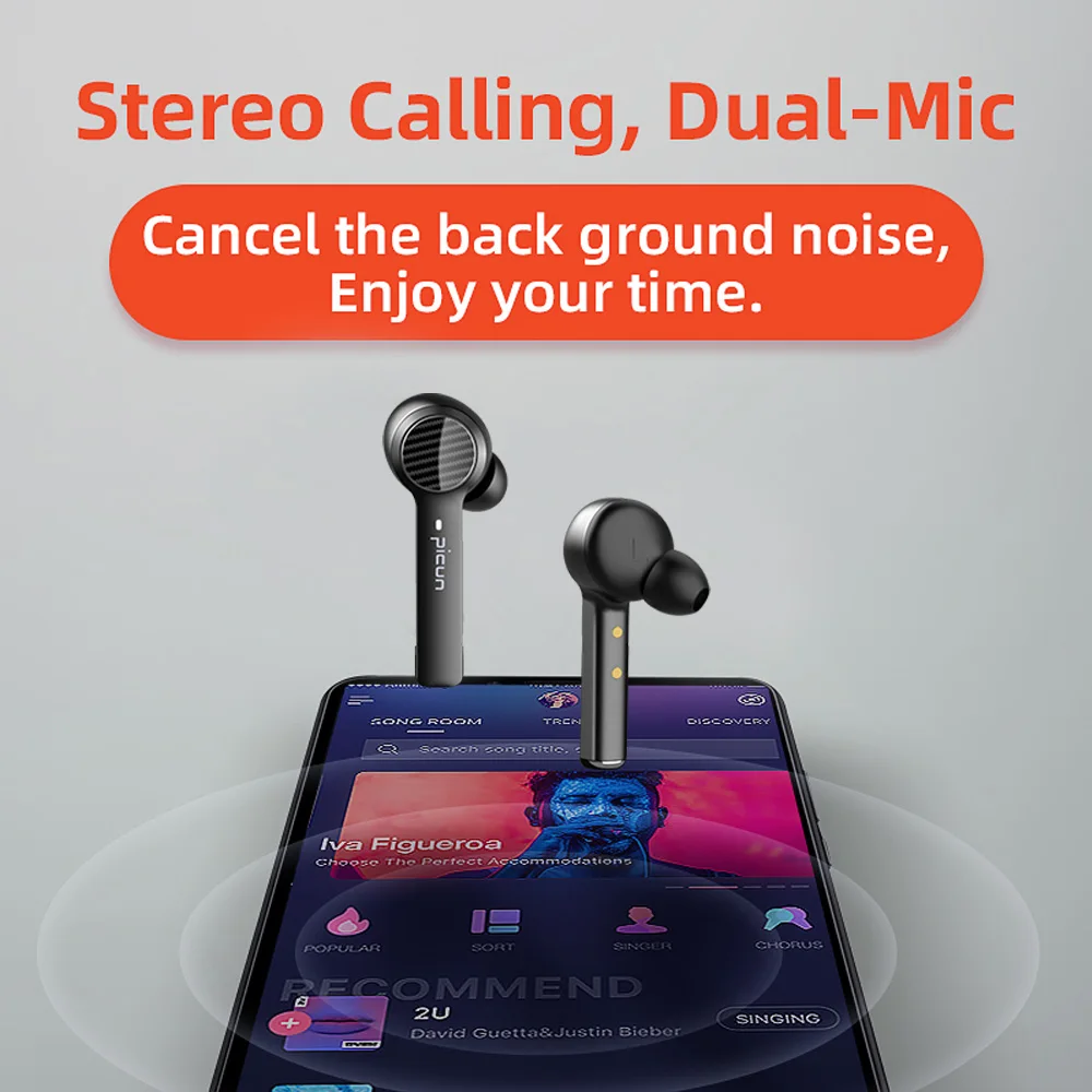 TWS Bluetooth наушники Picun W16 Спортивные Беспроводные с сенсорным управлением Hi Fi