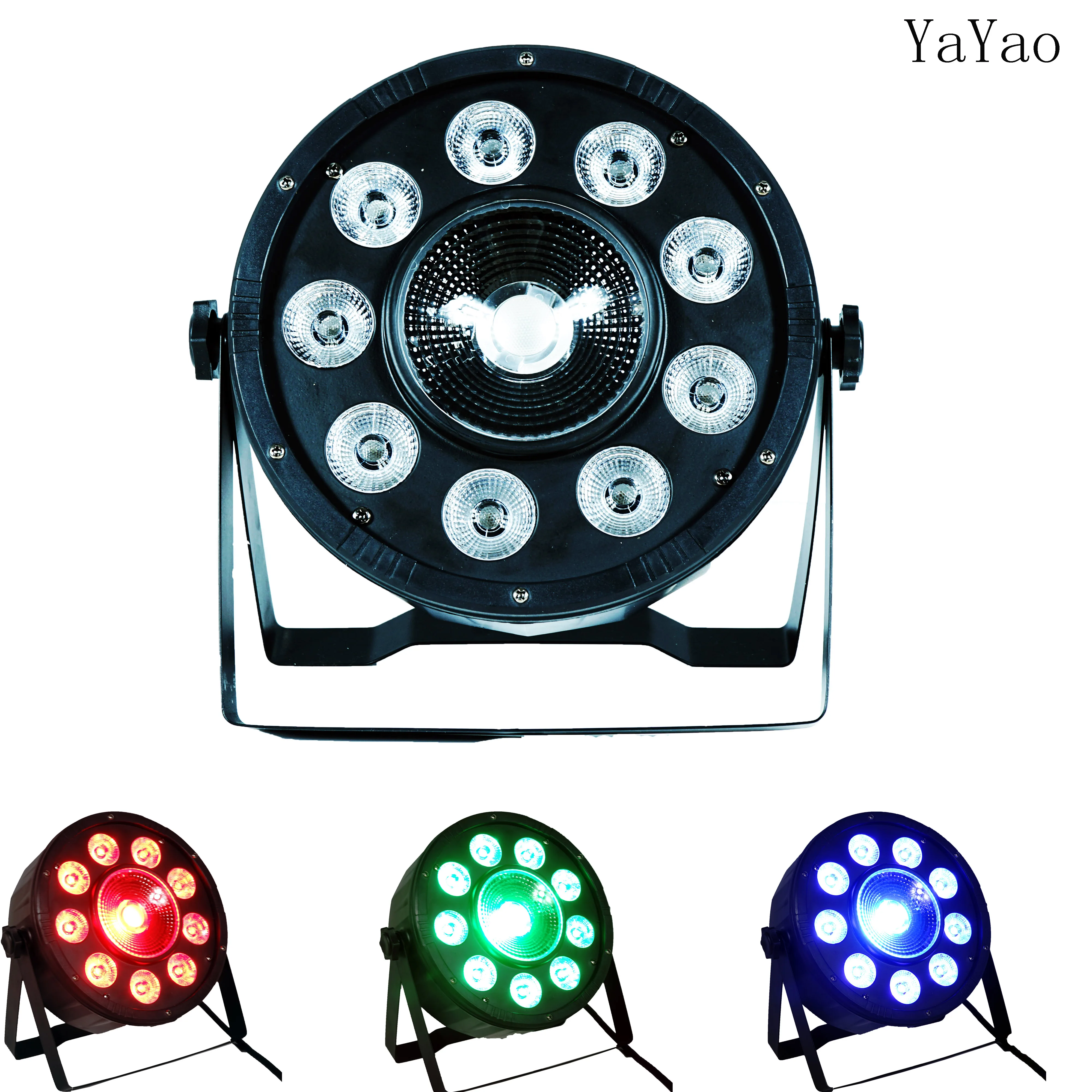 Плоское светодиодное освещение Ya Yao Par 9x10W + 30W RGB для DMX512 сценический эффект