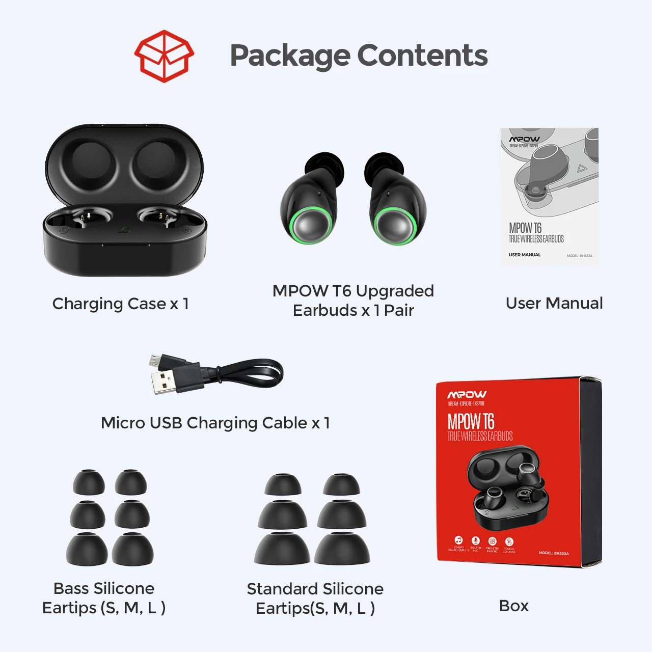 Mpow T6 обновленный TWS беспроводной Bluetooth 5,0 наушники ipx7 водонепроницаемый 40h время воспроизведения для iPhone 11 Xs Xr huawei samsung S10 S9