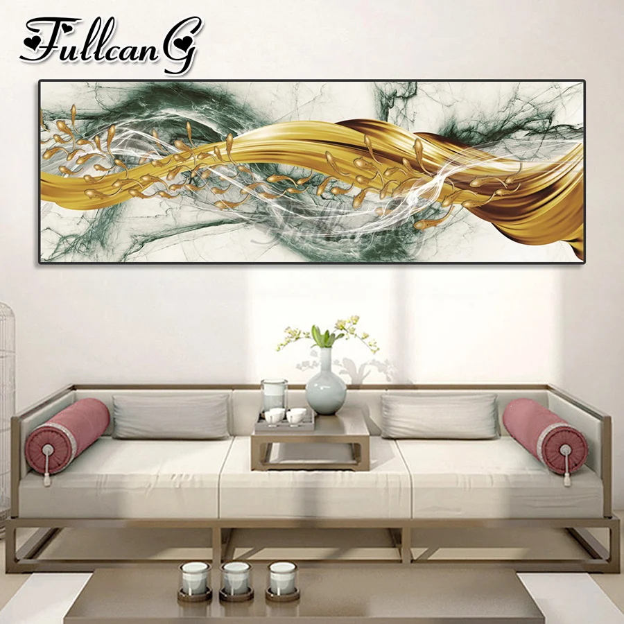 

Картина-мозаика FULLCANG, абстрактная, золотисто-зеленая, для самостоятельной сборки, 5d, FC3023