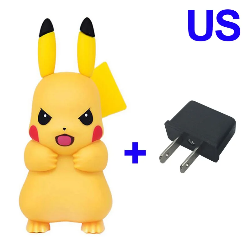 Милый адаптер для мобильного телефона Pikachue USB зарядное устройство для iPhone Xs Xr Max X 8 7 6s 6 Plus 5 5S 5c разъем - Тип штекера: US Plug