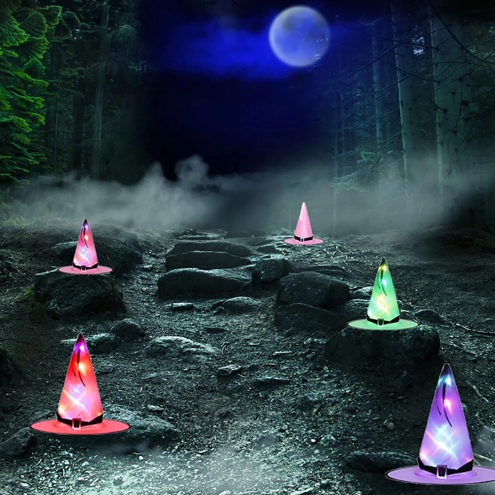 

Украшения на Хэллоуин, уличная шляпа ведьмы, 4 шт., подвесная светящаяся шляпа ведьмы, украшения на Хэллоуин, украшение на Хэллоуин, ужас