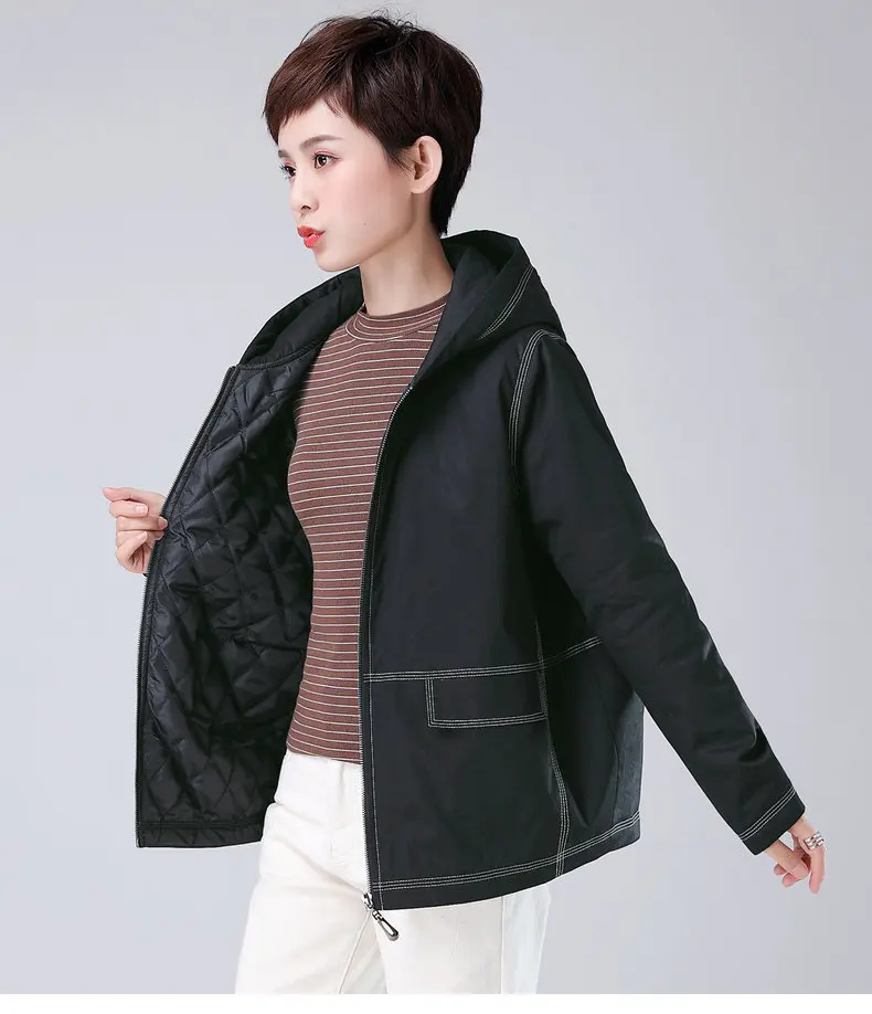 ветровки женские большой размер куртка зимняя короткая 100% хлопок черная кофта с