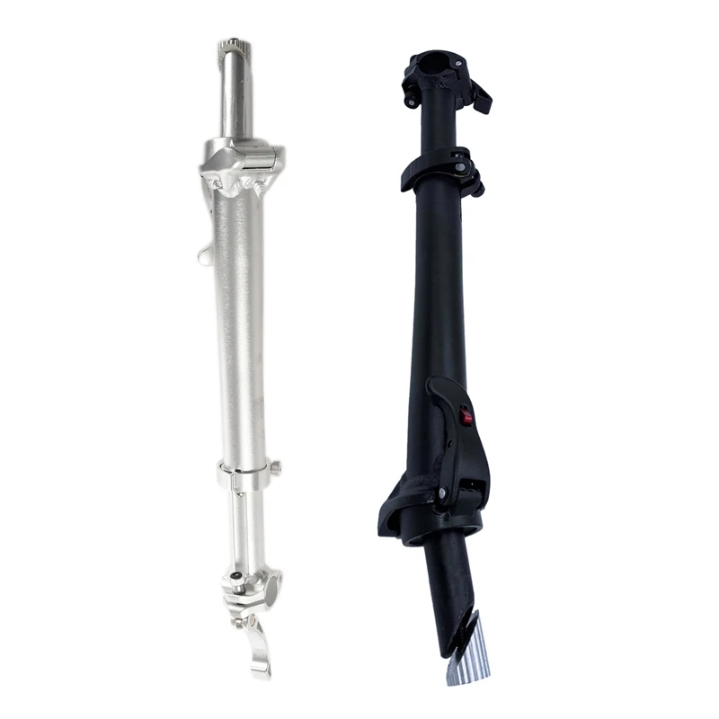 

2x Folding Bike Stem with Teeth 25.4mm Aluminum Alloy Height Adjustable Folding Riser Stem -Silver & Black