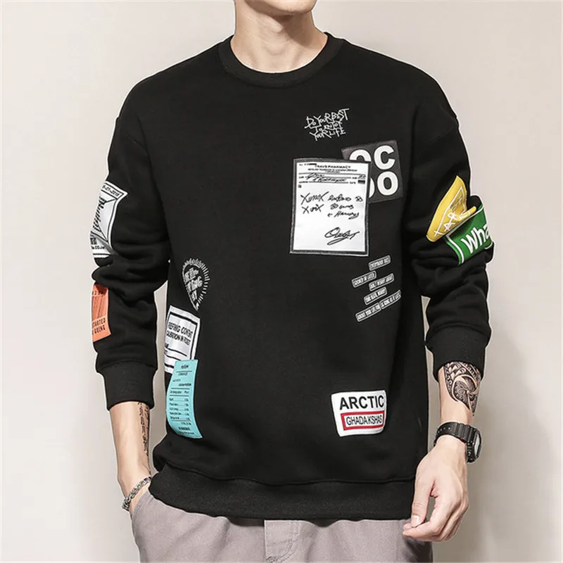 Новинка мужской брендовый пуловер в стиле хип-хоп европейском с круглым вырезом