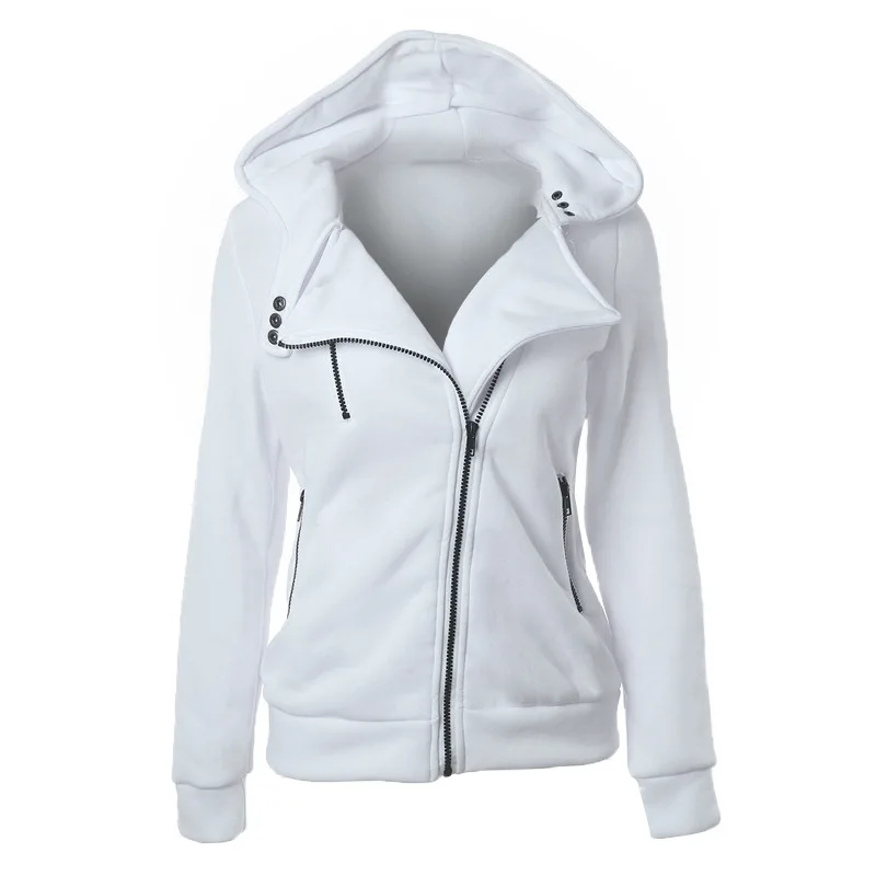 

Hoodie Casual Sweatshirt Fall/winter Women's Long-sleeved Diagonal Zipper Women's Jacket