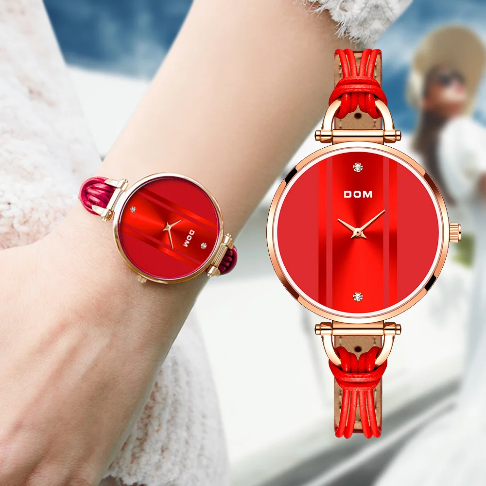 

Модные Простые водонепроницаемые часы для плавания для девушек Красивые популярные Стильные женские часы кварцевые часы с кожаным ремешко...