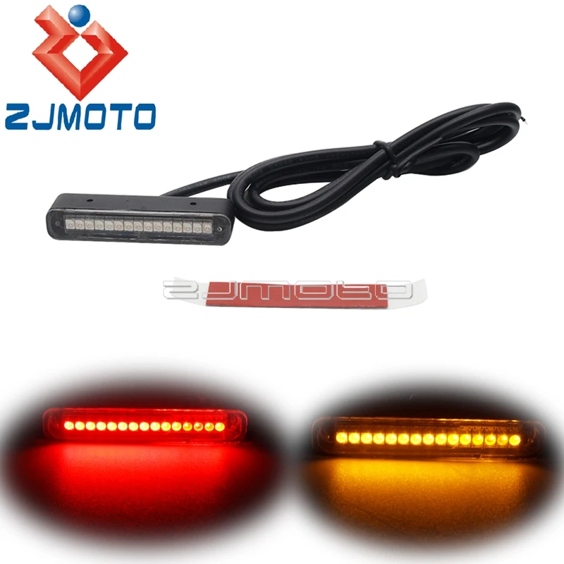 

12V Motorcycle ATV Dirt Bike LED License Plate Light Bar Motorbike Universal Turn Signal Lamp Strip Rear Tail Stop Brake Lights