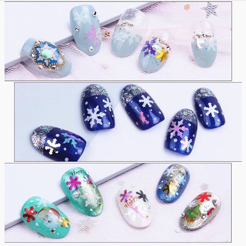 1 пакет голографические рождественские лазерные снежинки блестки для ногтей