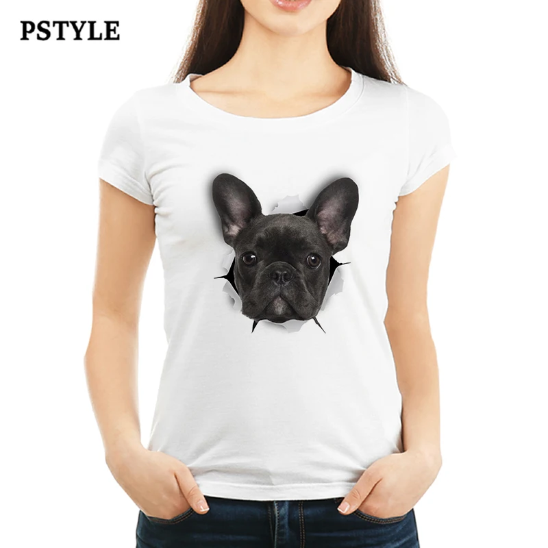 Женская футболка Pstyle летняя с 3D принтом в виде собаки|Футболки| |