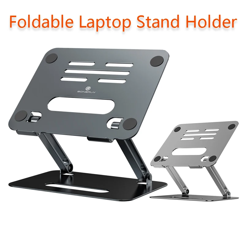 Foldable Laptop Stand Holder P43 Aluminum Alloy Laptop Riser Bracket Hollow Dissipate Heat Stand For 14-17.3 Inch Laptop/tablet