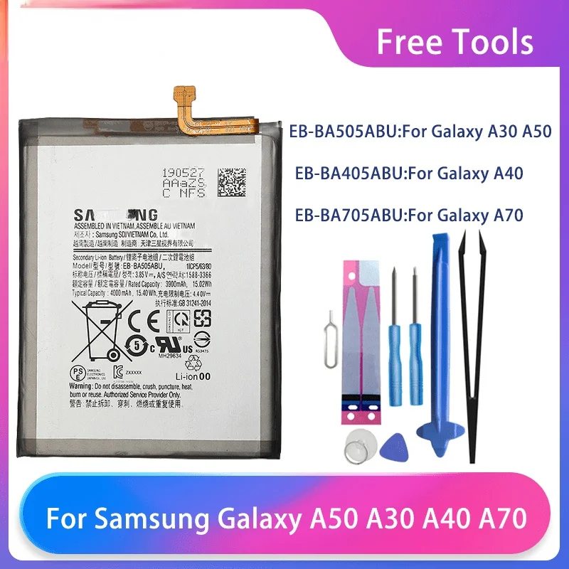

Оригинальный Galaxy A30 A30S A50 A505F SM-A505F A505FN/DS A40 A405 A70 A705 SM-A705 A705FN SM-A705W аккумулятор телефона Бесплатные инструменты