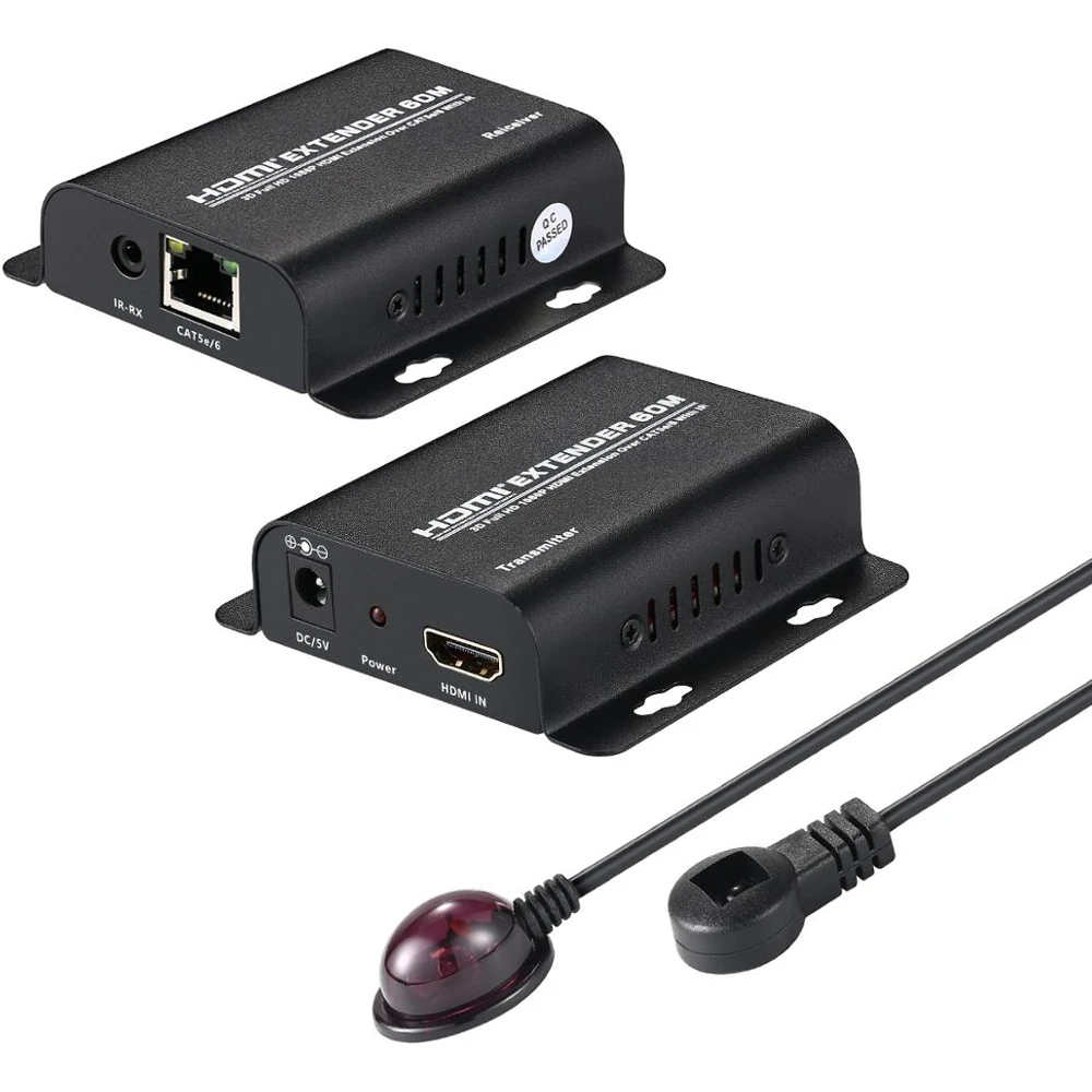 

Удлинитель HDMI 1080P, 60 м, через Cat 6, Cat7, Rj45, Ethernet-кабель с ИК-функцией, передатчик, приемник, ноутбук, ПК, ТВ