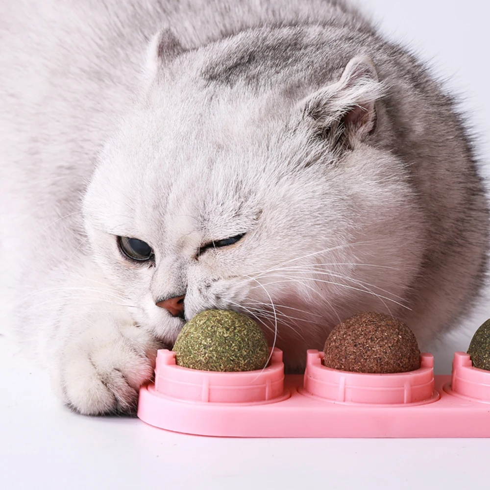 Кошачий мячик самоклеящийся вращающийся кошачий Silvervine Lick Ball для кошек настенное