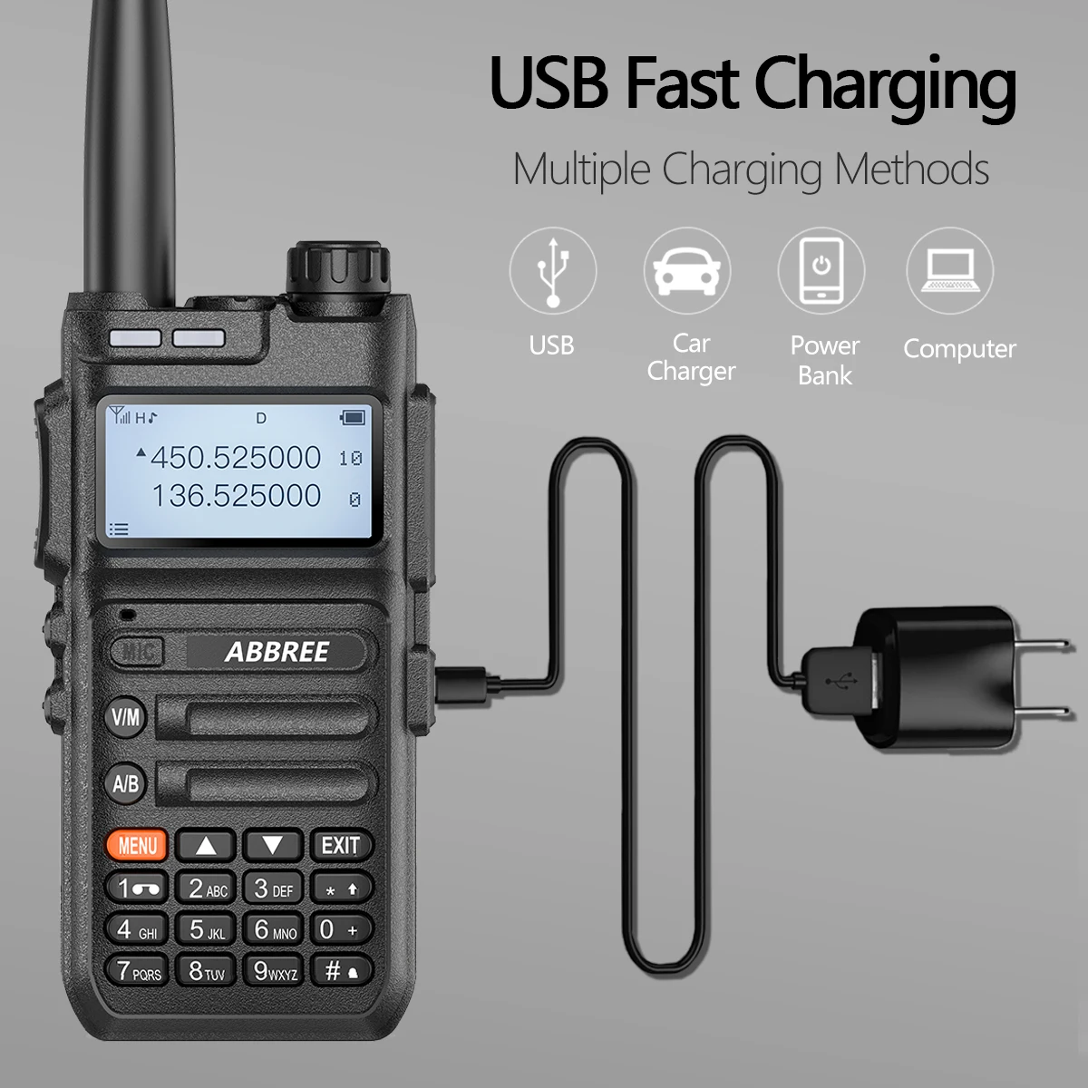 Портативная рация ABBREE AR-F5 136-520 МГц 10 Вт 5800 мА ч | Мобильные телефоны и аксессуары