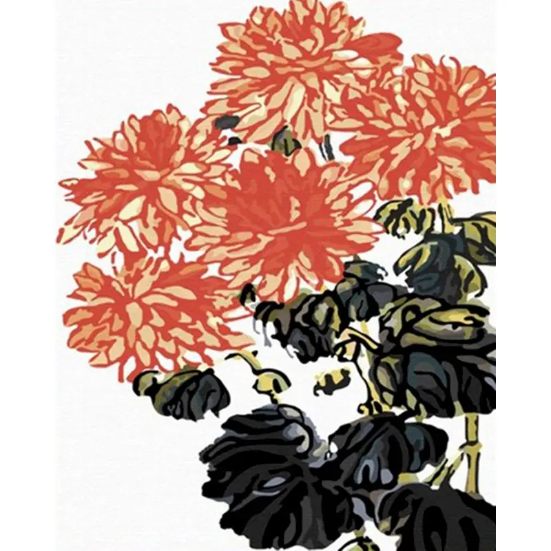 

SELILALI Diy Framed Painting By Numbers Kits For Adults Chrysanthemum Flower Paint By Number Home Decoration Art Craft Diy Gift