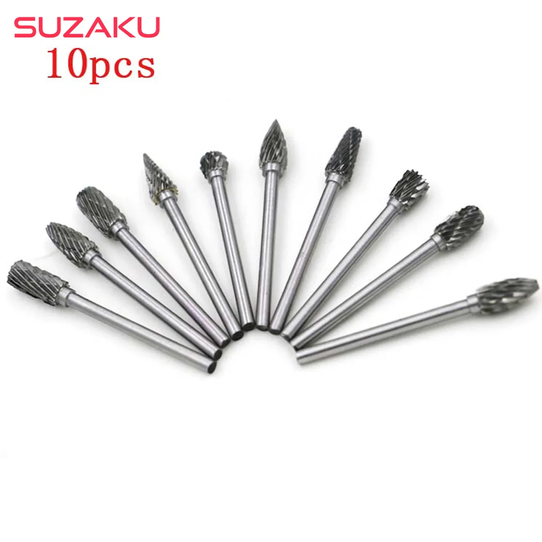 

Rotary Steel Cone Diamond Drill 10pc 3mm Shank Tungsten Carbide Milling Cutter Drill Set Double Grain Slot for Metal /Marble