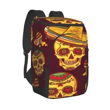 Protable Insulated Thermal Cooler Waterproof Lunch Bag Cinco De Mayo Skull In Sombrero Picnic Camping Backpack