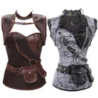 Кожаный корсет, корсет в стиле стимпанк, женская верхняя одежда в стиле стимпанк