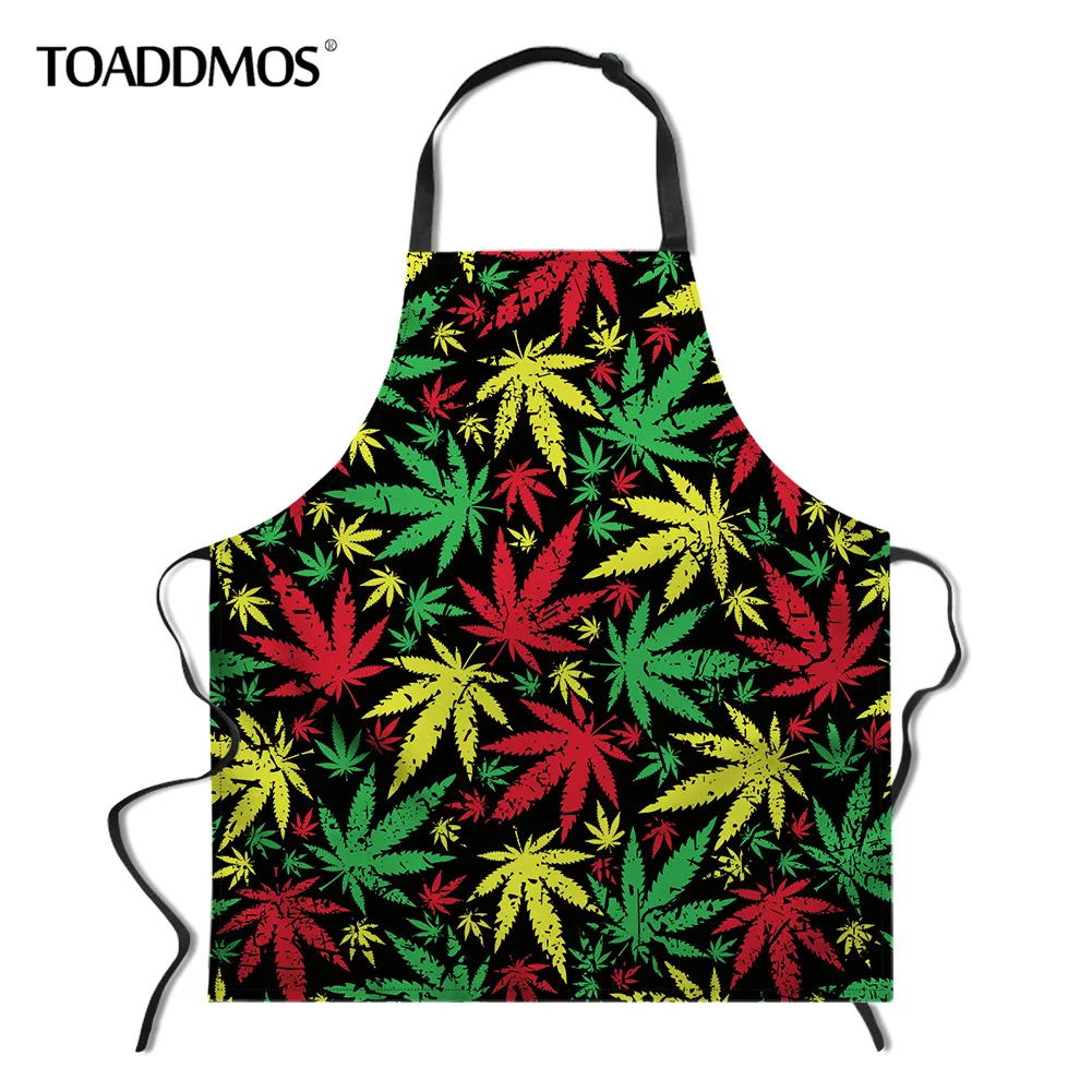 

TOADDMOS Colorful Maple Leaves Print Women Short Kitchen Apron Household Cleaning Tools Oil Proof Apron for Chef delantal cocina