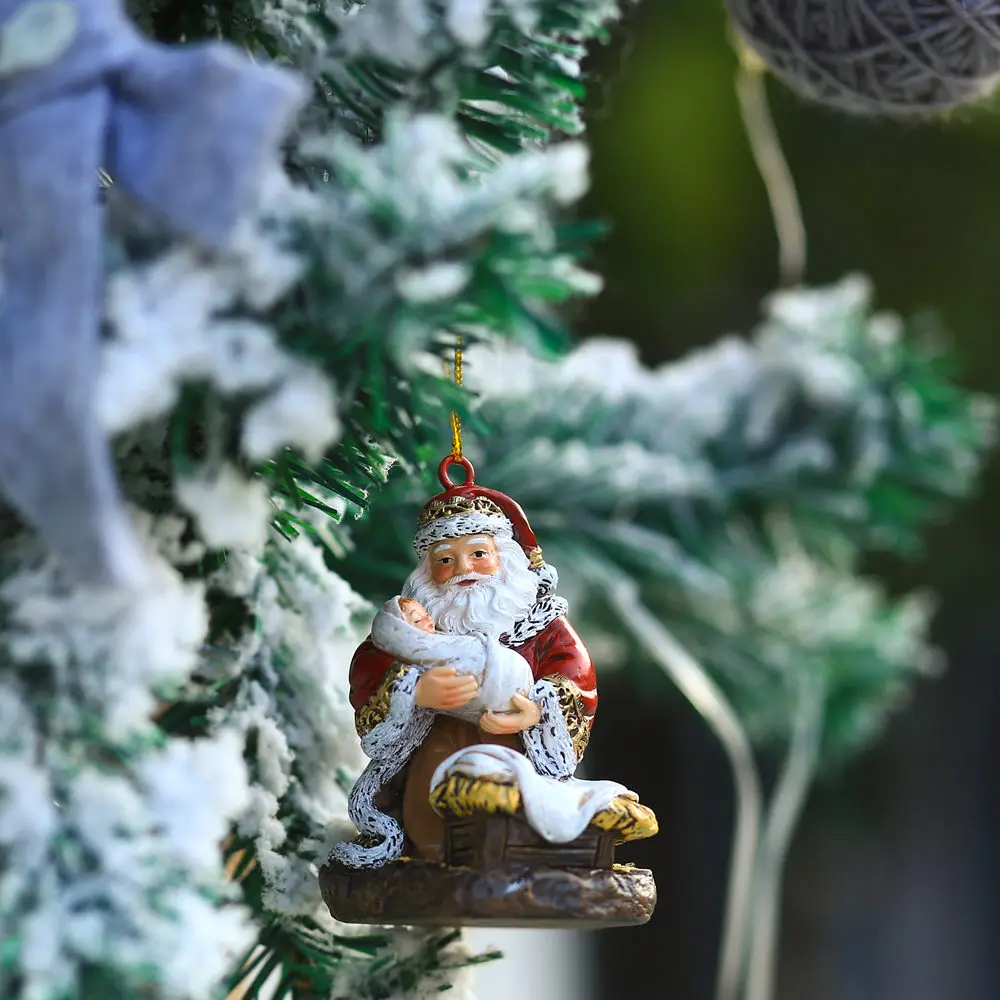 

Christmas Tree Decoration Merry Christmas Ornaments Resin Hang Santa Claus Ornament For Home Party Souvenir Decoracion