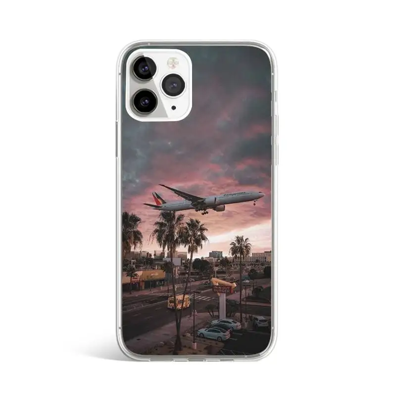 

Aircraft Airplane fly travel cloud coque Phone Case Transparent for iPhone 11 12 mini pro XS MAX 8 7 6 6S Plus X 5S SE 2020 XR