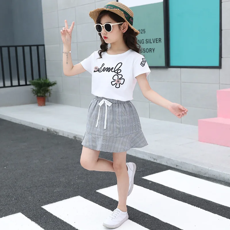 Onegame/Летняя одежда для девочек комплекты одежды детей футболки с цветочным