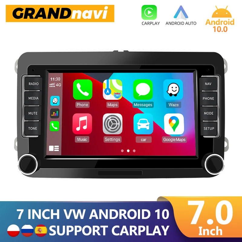 

GRANDnavi Android 10 Car Radio For VW/Volkswagen/Golf/Passat/Touran/Skoda/Octavia/Polo/Seat 2Din Wired Carplay