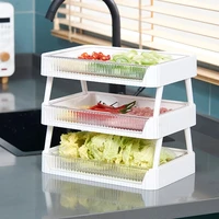 new kitchen white plastic shelf household foldable vegetable washing and draining vegetable kitchen multilayer side dish basin