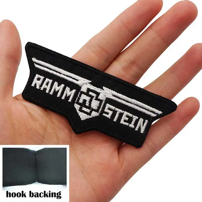 

RAMM STEIN Name Tag Iron on Hook Backing Funny Punk Rock Embroidered Biker Motorcycle Patches for Vest Hat