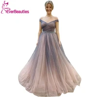 ball gown evening dress 2020 party dress long vestidos elegantes off the shoulder formelle robes glittery sequins robe de soiree