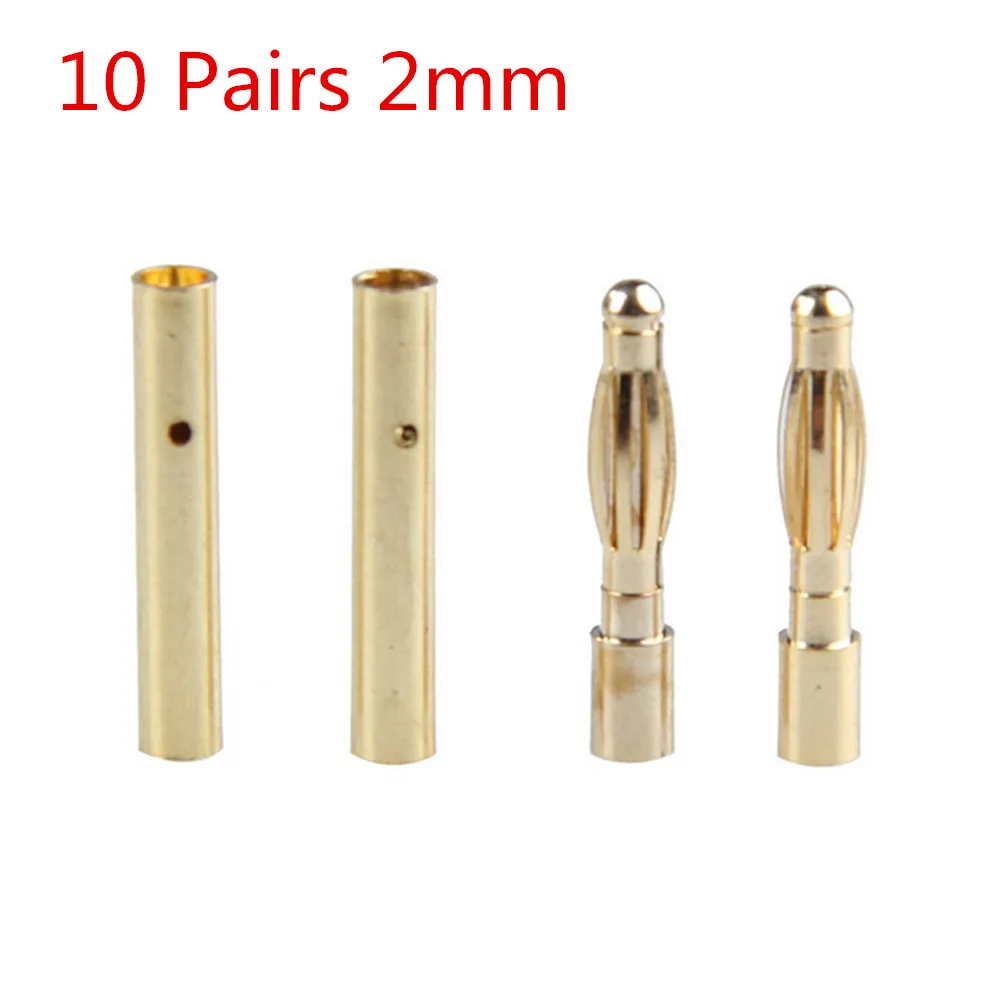 10 Pairs 2mm Banana Plug Gold Plated Copper Brushless Motor Bullet Connector For ESC Battery Wholeale | Обустройство дома