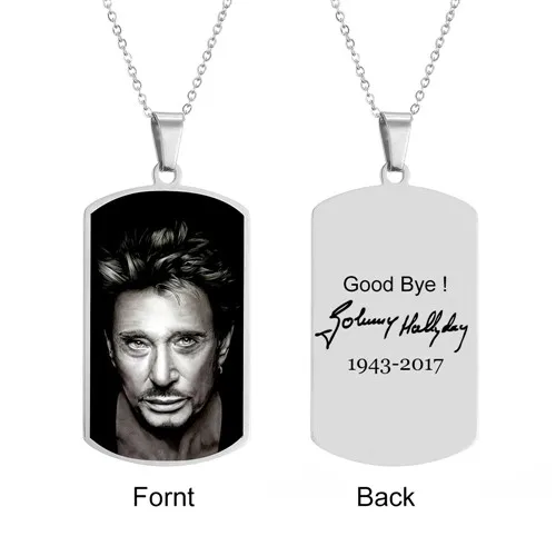 Silver 50mm tag Ожерелье с именем Джони Халлидей, на заказ, сердце, ID тег, хип-хоп, персонализированная цепочка из нержавеющей стали, золото, серебро, для женщин и мужчин, ювелирные изделия - Окраска металла: Silver 50mm tag