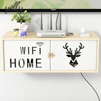 wifi router storage box wooden tv cabinet wall storage shelf shelter box wire socket wall mounted set top box