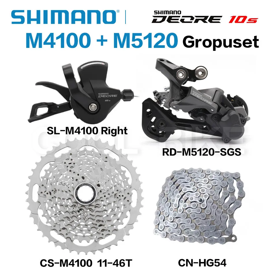 

SHIMANO DEORE M4100 10v Groupset M4100 Shifter Cassette Sprocket and M5120 Rear Derailleur HG54 Chain or KMX-X10 Chain 10-speed