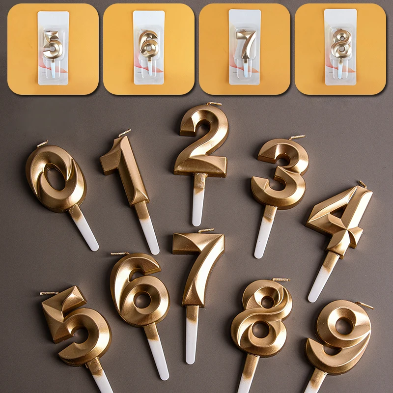 

Gold Colour Number 0-9 Birthday Candle Birthday Anniversary Candle For Cake Party Supplies Decoration Cake Number Candles New