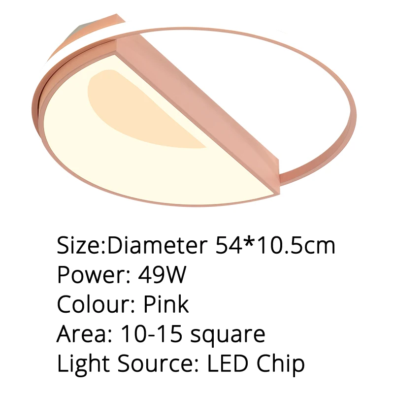X8105 Pink 54cm Современный светодиодный потолочный светильник для спальни, кухни, поверхностный светильник, белый, розовый, голубой каркас, дистанционный светильник, светильник, люстры - Цвет корпуса: X8105 Pink 54cm