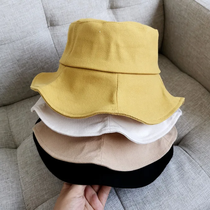 

Korean Elegant Bucket Cap Women Sunscreen Sunshade Fisherman Hat Female Wooden Ear Eave Flat Top Sweet Casual Hats Gorras