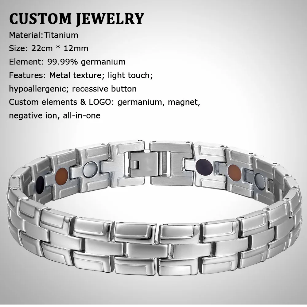 Магнитный терапевтический титановый браслет для мужчин обезболивающий золотой