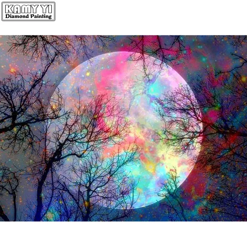 Алмазная картина полностью квадратная дрель сценическая вышивка продажа луна