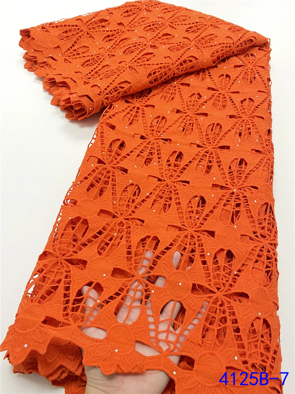 

Кружевная ткань XIYA из оранжевого гипюра 2020, Высококачественная нигерийская кружевная ткань из шнура, французское водорастворимое кружево ...
